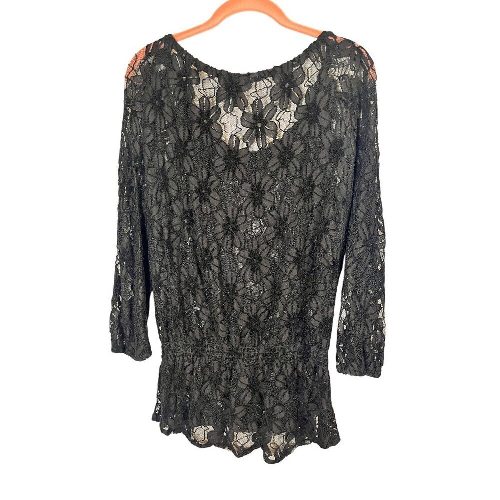 Floral Sheer Mesh Top M Witchy Whimsigoth Goth Punk Boho Western Vampire 80s - Picture 7 of 11